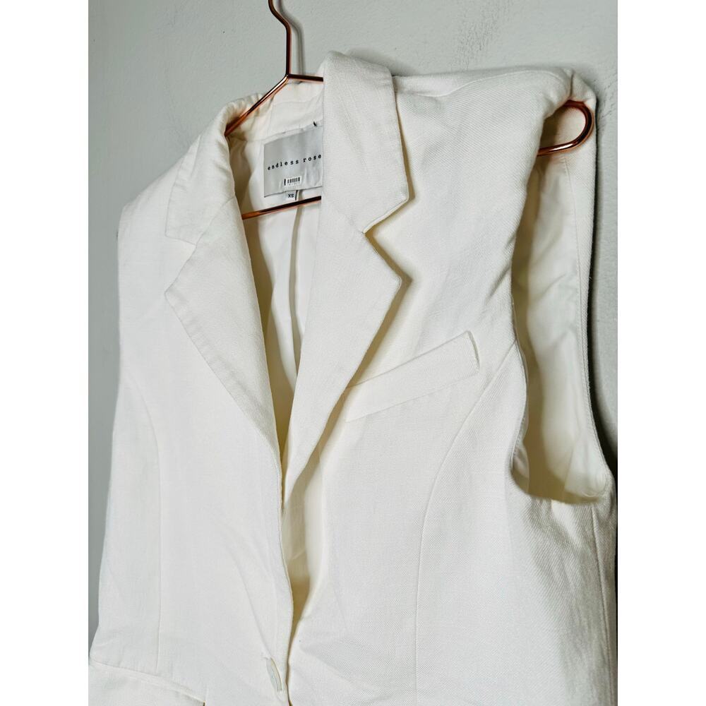 ENDLESS ROSE White Linen Blend Front Button Oversized Vest Blazer Size XS - Picture 7 of 12